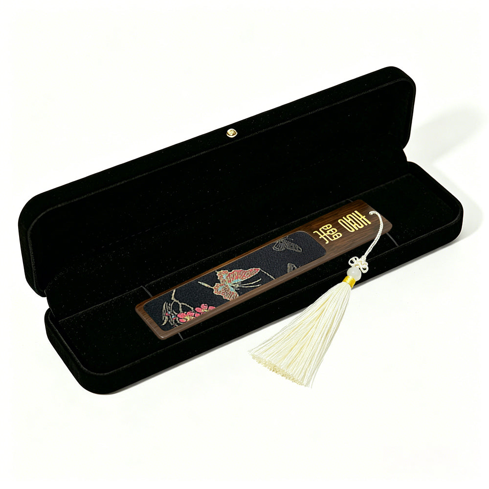 Four Gentlemen Song Brocade Bookmark by Zhang Guoquan 张国权四君子宋锦书签
