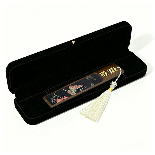 Four Gentlemen Song Brocade Bookmark by Zhang Guoquan 张国权四君子宋锦书签