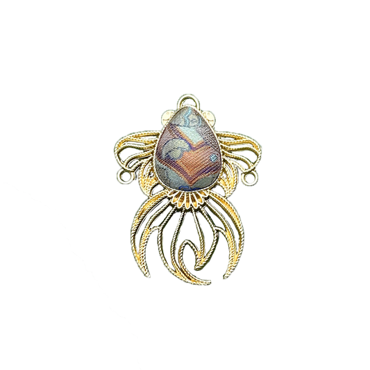 Fourfold Ruyi & Fortune Song Brocade Brooch by Li Dexi 李德喜四合如意纳财宋锦胸针
