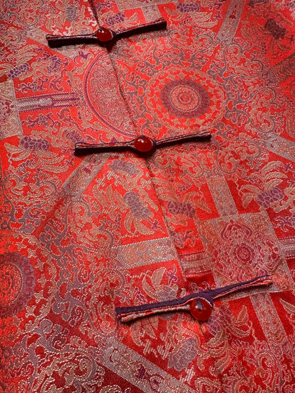 Song Brocade Coat・Red Bada Yun Color-blocked Design 红八大晕宋锦撞色外套