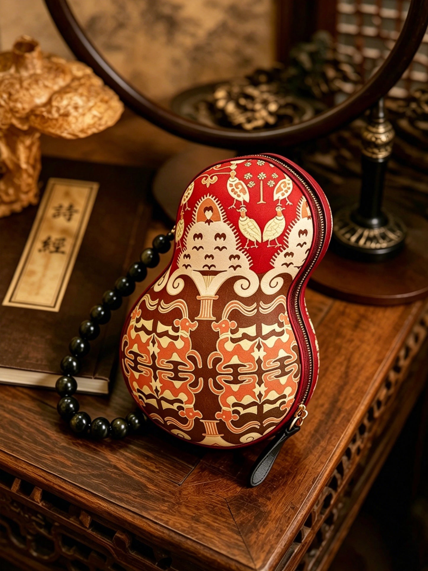 Zhang Hecai Fiery Trees & Silver Blossoms Shu Brocade Gourd Handbag | 张和才火树银花不夜天蜀锦