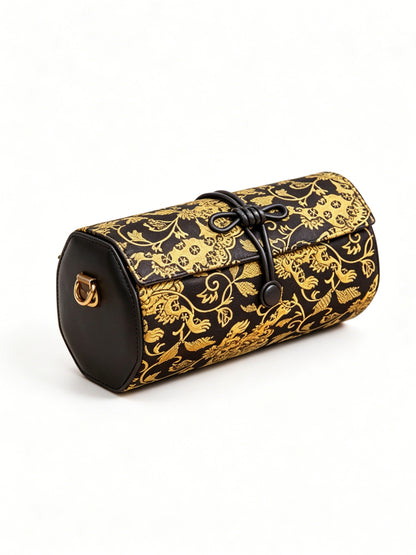 Shangjiukai Four-Square Lion Song Brocade Cylinder Crossbody Bag | 上久楷四方狮宋锦圆筒斜挎包