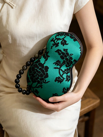 Interlocking Peony Zhang Velvet Gourd Bag 缠枝牡丹漳绒葫芦包
