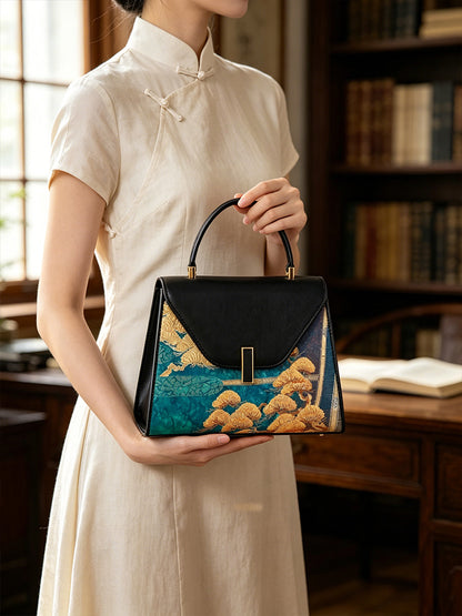 Green Cliff Pine Nishijin Weave Handbag | 青岩松西阵织手提包