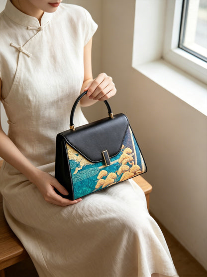 Green Cliff Pine Nishijin Weave Handbag | 青岩松西阵织手提包