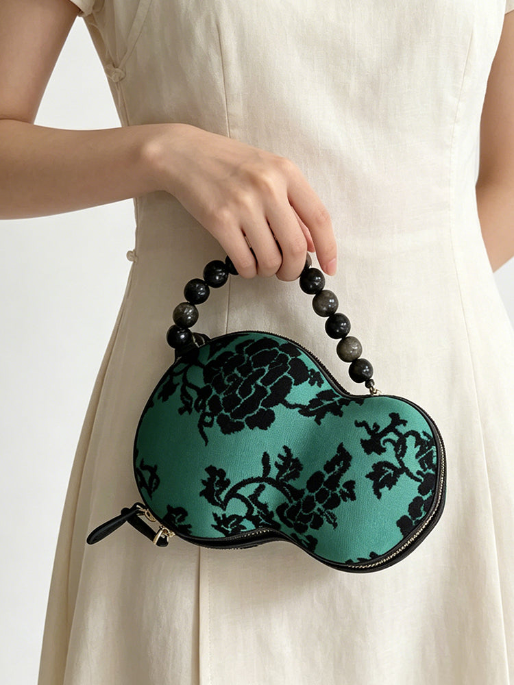 Interlocking Peony Zhang Velvet Gourd Bag 缠枝牡丹漳绒葫芦包