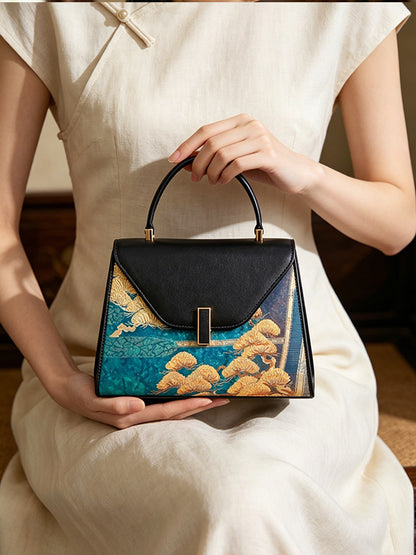 Green Cliff Pine Nishijin Weave Handbag | 青岩松西阵织手提包