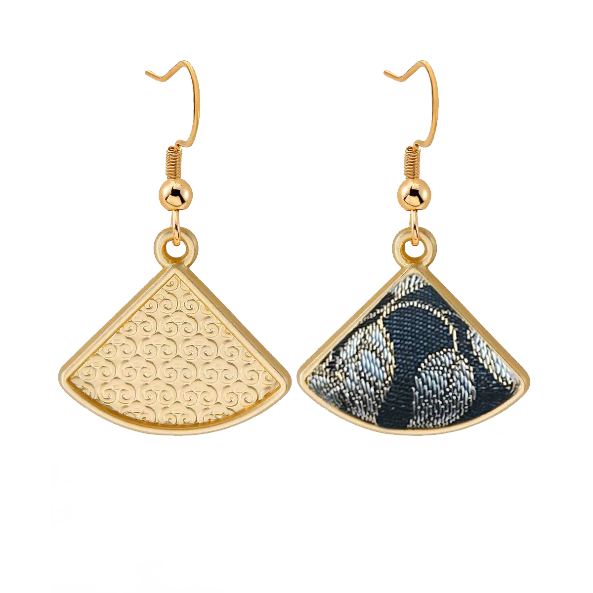 Song Brocade Earrings | Blue Immortal Herb & Treasure Flower, by Qian Xiaoping 钱小萍蓝色仙草宝相宋锦耳环