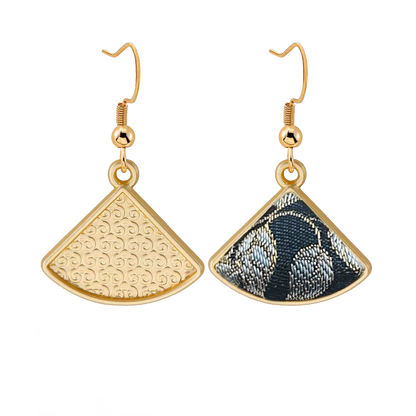Song Brocade Earrings | Blue Immortal Herb & Treasure Flower, by Qian Xiaoping 钱小萍蓝色仙草宝相宋锦耳环