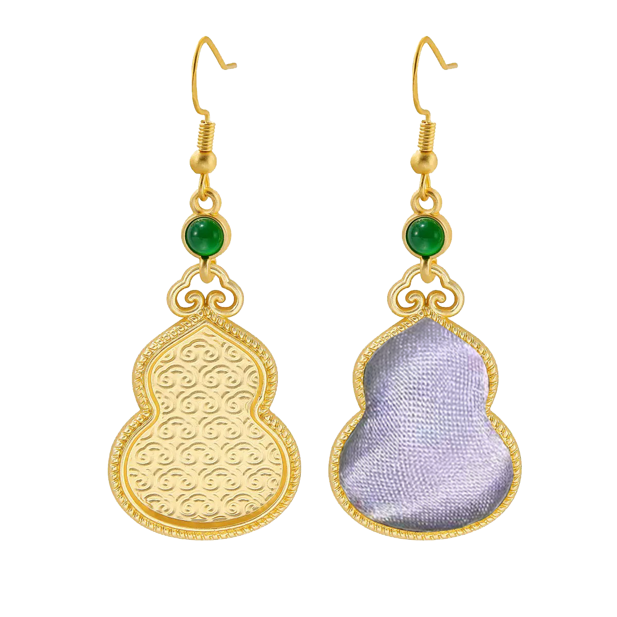 Gourd-shaped Vintage Silk Satin Earrings 葫芦老缎耳环
