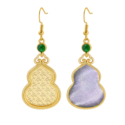 Gourd-shaped Vintage Silk Satin Earrings 葫芦老缎耳环