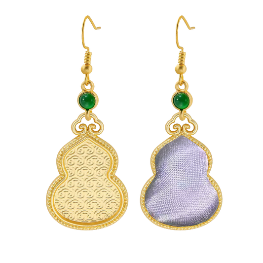 Gourd-shaped Vintage Silk Satin Earrings 葫芦老缎耳环
