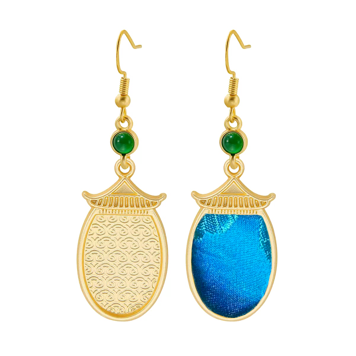 Large Eave Vintage Silk Satin Earrings 大屋檐老缎耳环