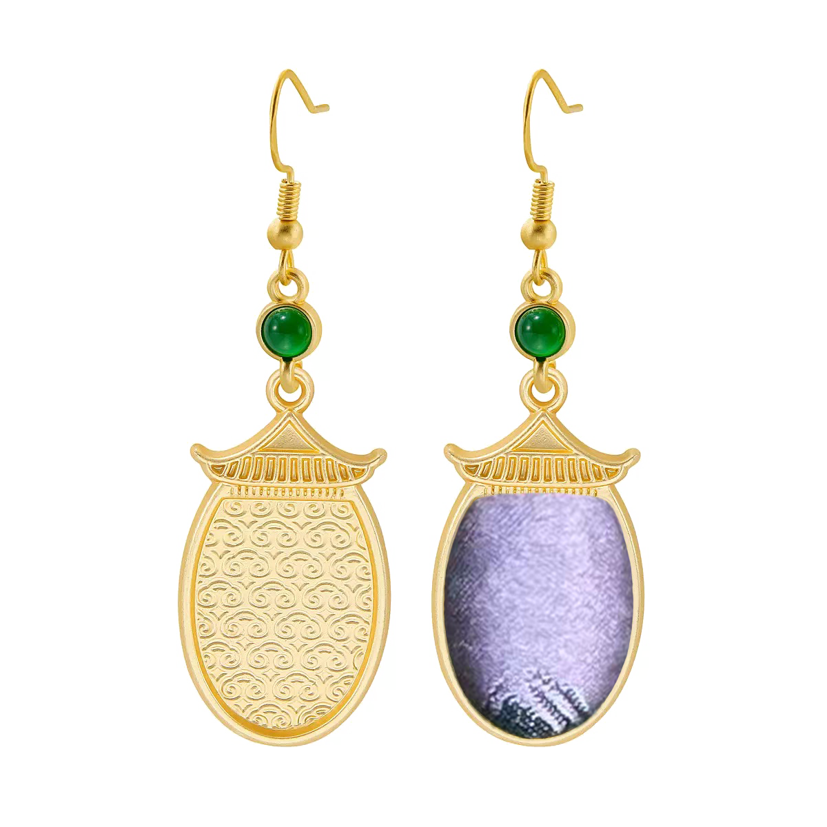 Eave-shaped Vintage Silk Satin Earrings 屋檐老缎耳环