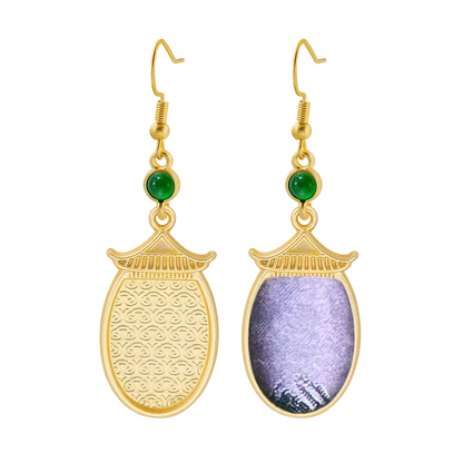 Eave-shaped Vintage Silk Satin Earrings 屋檐老缎耳环
