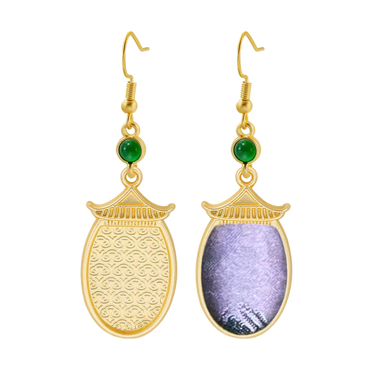 Eave-shaped Vintage Silk Satin Earrings 屋檐老缎耳环