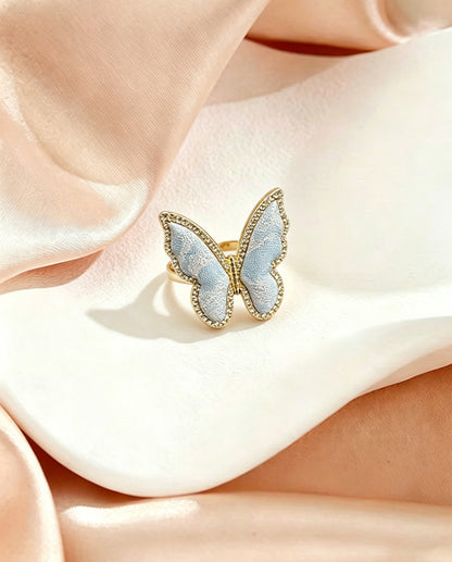 Li Dexi Auspicious Clouds &amp; Blessed Snow Song Brocade Butterfly Ring | 李德喜祥云瑞雪宋锦蝴蝶戒指