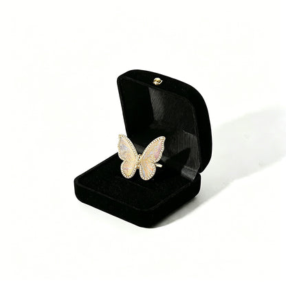 Shangjiukai Auspicious Butterfly Dance Song Brocade Butterfly Ring | 上久楷瑞彩蝶舞宋锦蝴蝶戒指
