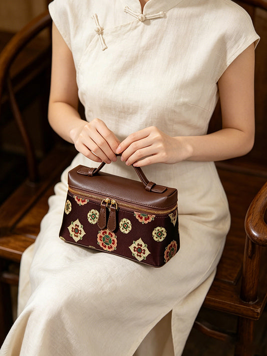 Pipa & Precious Flower Pattern Song Brocade Clutch 琵琶宝相纹宋锦手拿包