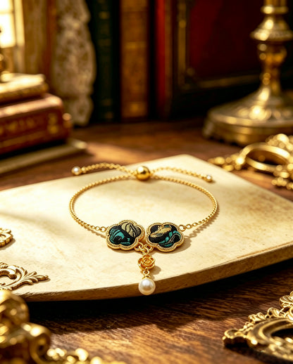 Shangjiukai Banana Leaf Motif Song Brocade Bracelet | 上久楷蕉叶连宋锦手链