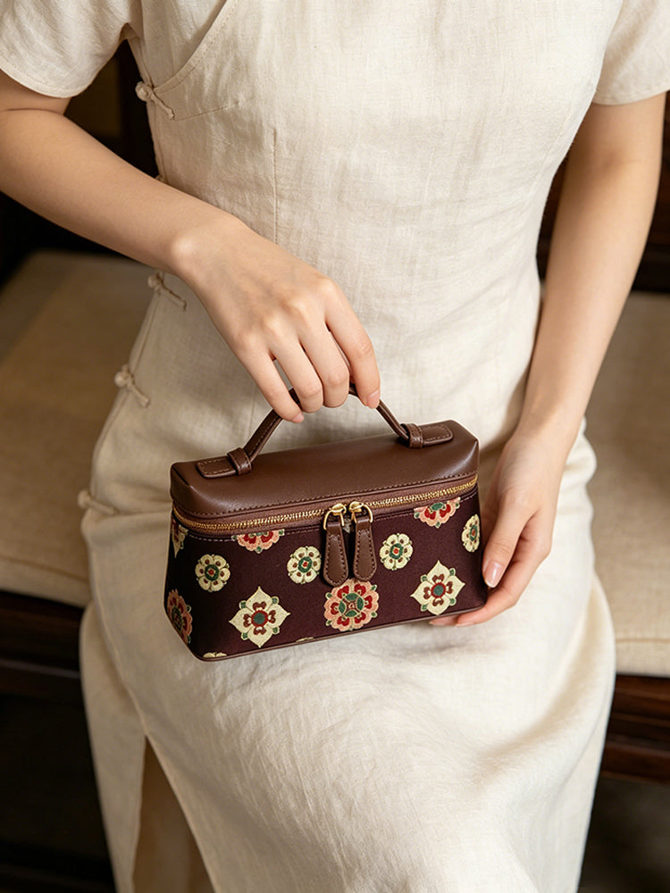 Pipa & Precious Flower Pattern Song Brocade Clutch 琵琶宝相纹宋锦手拿包