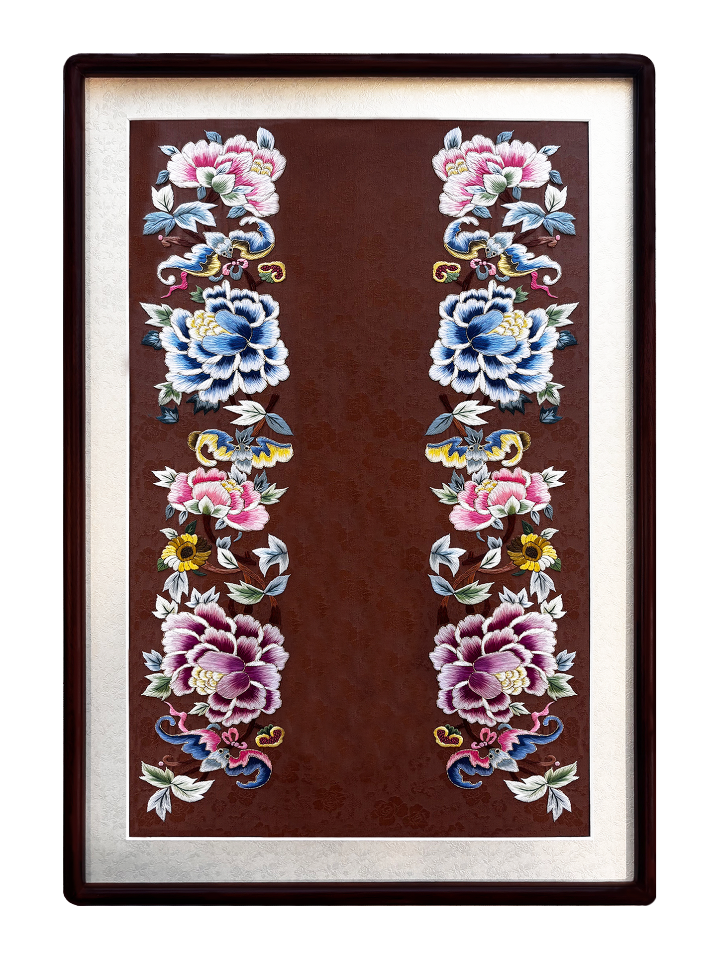 Colorful Butterfly & Peony Peking Stitch Suzhou Embroidery Wall Hanging 彩蝶牡丹打籽绣苏绣挂画