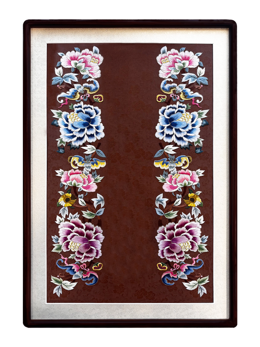Colorful Butterfly & Peony Peking Stitch Suzhou Embroidery Wall Hanging 彩蝶牡丹打籽绣苏绣挂画