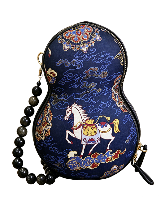 Qian Xiaoping Immediate Blessing Horse Song Brocade Gourd Handbag | 钱小萍马上有福宋锦葫芦包