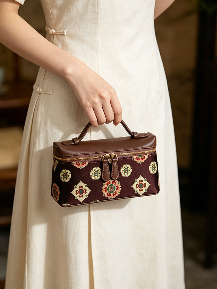 Pipa & Precious Flower Pattern Song Brocade Clutch 琵琶宝相纹宋锦手拿包