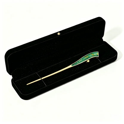 Green Eight Directions Brocade Hairpin · Sanma 三马绿色八达晕宋锦发簪