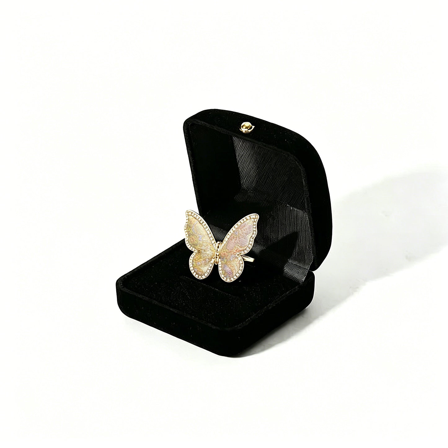 Shangjiukai Auspicious Butterfly Dance Song Brocade Butterfly Ring | 上久楷瑞彩蝶舞宋锦蝴蝶戒指