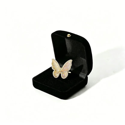 Shangjiukai Auspicious Butterfly Dance Song Brocade Butterfly Ring | 上久楷瑞彩蝶舞宋锦蝴蝶戒指