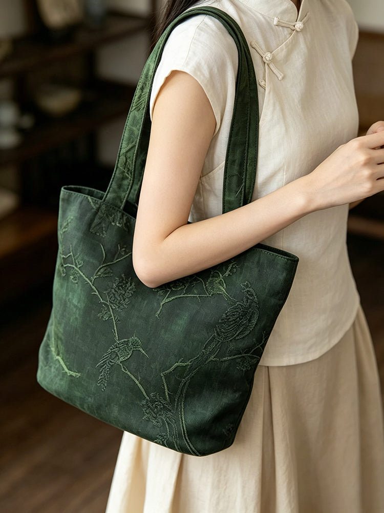 Filament Gauze & Gambiered Guangdong Silk Shoulder Bag 油丝香云纱单肩包