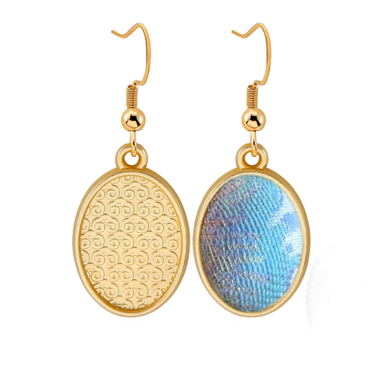 天青织云宋锦手工耳环