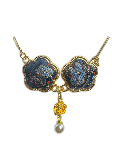 Qian Xiaoping Blue Immortal Grass Baoxiang Song Brocade Bracelet | 钱小萍蓝色仙草宝相宋锦手链