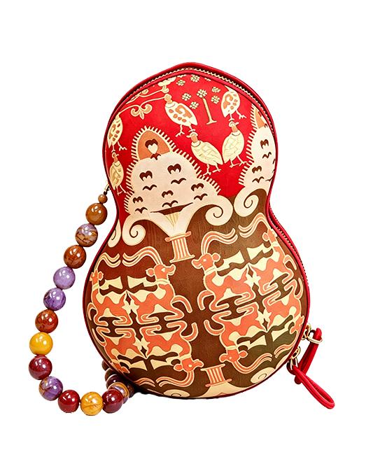 Zhang Hecai Fiery Trees & Silver Blossoms Shu Brocade Gourd Handbag | 张和才火树银花不夜天蜀锦