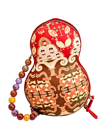 Zhang Hecai Fiery Trees & Silver Blossoms Shu Brocade Gourd Handbag | 张和才火树银花不夜天蜀锦