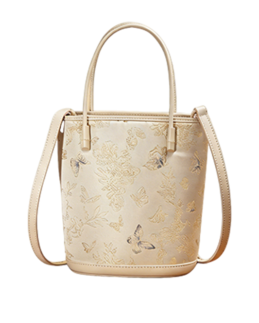 Floral & Butterfly Dream Song Brocade Handbag 花蝶绮梦宋锦手提包