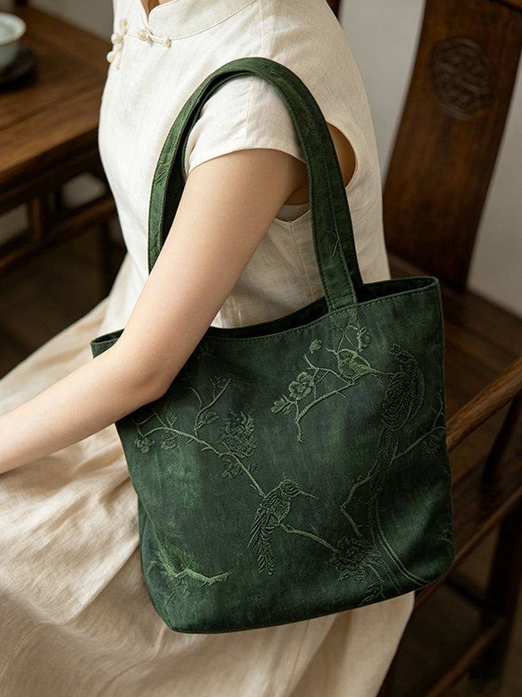 Filament Gauze & Gambiered Guangdong Silk Shoulder Bag 油丝香云纱单肩包