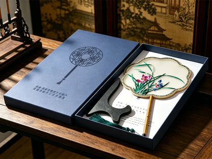 Graceful Orchid Spirit Suzhou Embroidery Round Fan 蕙质兰心苏绣团扇