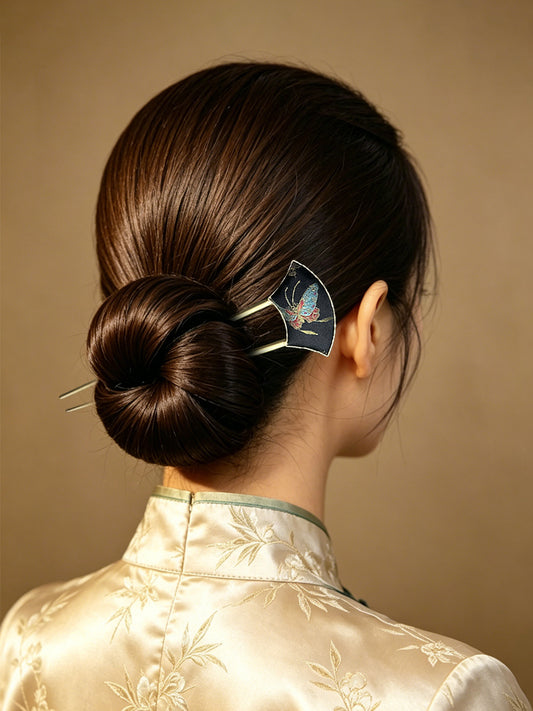 Plum, Orchid, Bamboo & Chrysanthemum Song Brocade Hairpin by Zhang Guoquan 张国权梅兰竹菊宋锦发簪