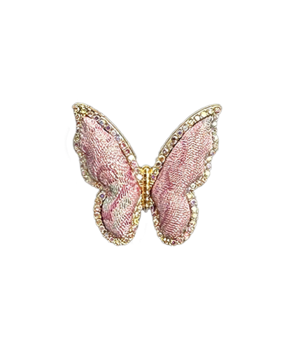 Sanma Pink Badayun Pattern Song Brocade Butterfly Ring | 三马粉色八达晕纹宋锦蝴蝶戒指