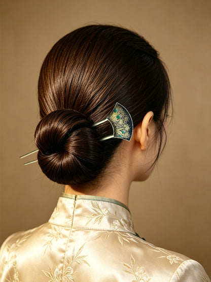 Black & Gold Butterfly Song Brocade Hairpin · Shangjiukai 上久楷黑金蝴蝶宋锦发簪