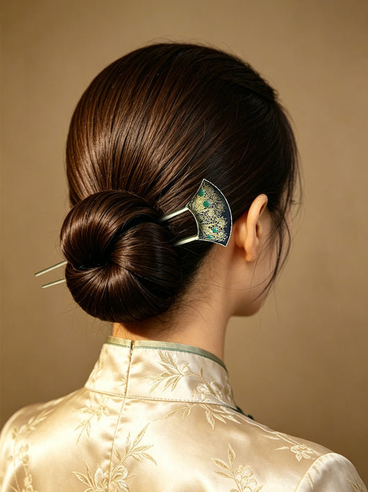 Black & Gold Butterfly Song Brocade Hairpin · Shangjiukai 上久楷黑金蝴蝶宋锦发簪