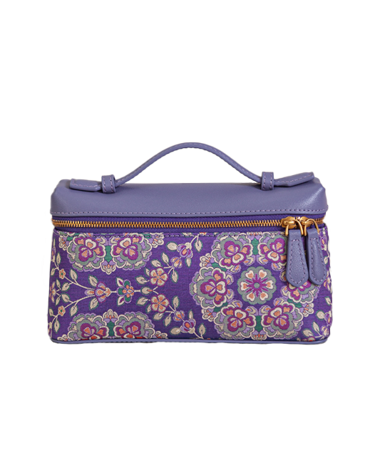 Purple Ground Cluster Floral Shu Brocade Clutch | 紫底团花蜀锦手拿包