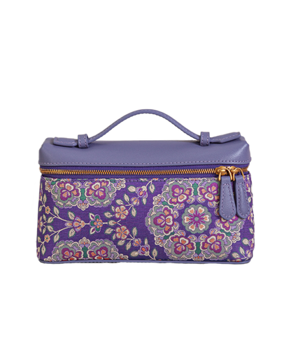 Purple Ground Cluster Floral Shu Brocade Clutch | 紫底团花蜀锦手拿包