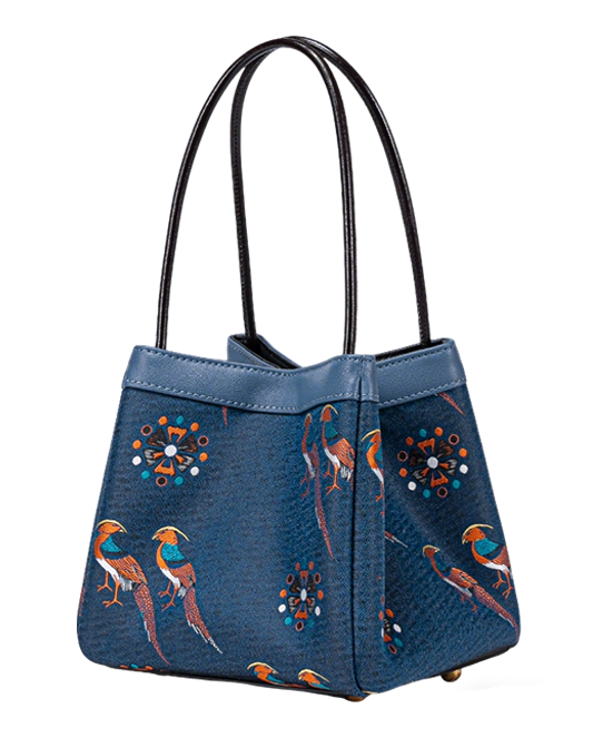 Multicolored Di Bird Song Brocade Handbag 五彩翟鸟宋锦手提包