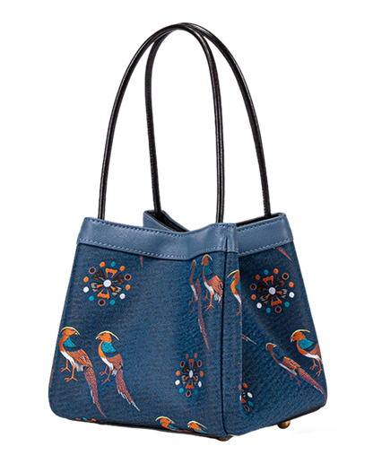 Multicolored Di Bird Song Brocade Handbag 五彩翟鸟宋锦手提包