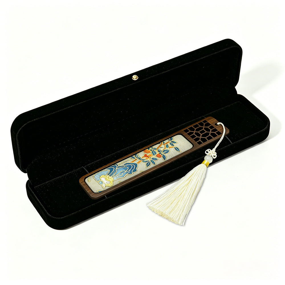 Four Seasons Scenery Song Brocade Bookmark · Sanma 三马四季文景宋锦书签