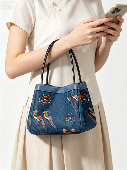 Multicolored Di Bird Song Brocade Handbag 五彩翟鸟宋锦手提包